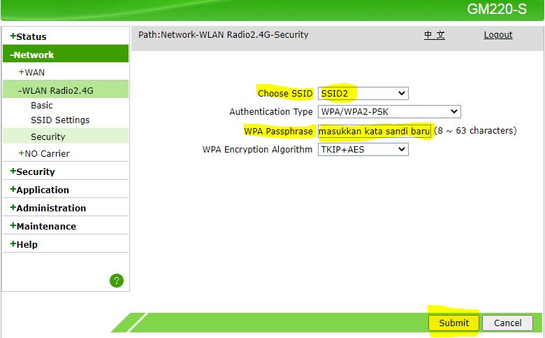 Form Ganti Password